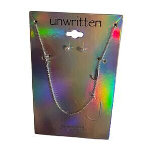 Unwritten Fine Silver-Plated Letter J Initial Necklace and Earring Set New